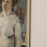 Grande huile sur toile suédoise du milieu du siècle « Étude de nu » par Egon E:son Weinemo