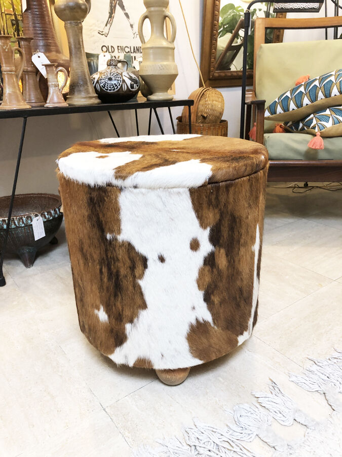 Chest stool in cowhide 1970