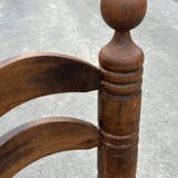 Low chair in oak and straw vintage design 60s