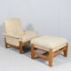 Fauteuil lounge scandinave du milieu du siècle avec ottoman, 1970
