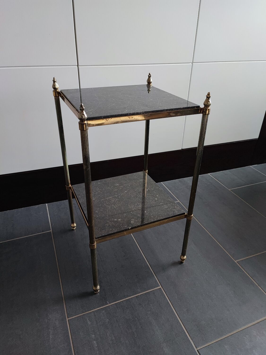 Black marble and brass stool