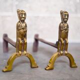 Paire de chenets en bronze Anton Prinner 1930