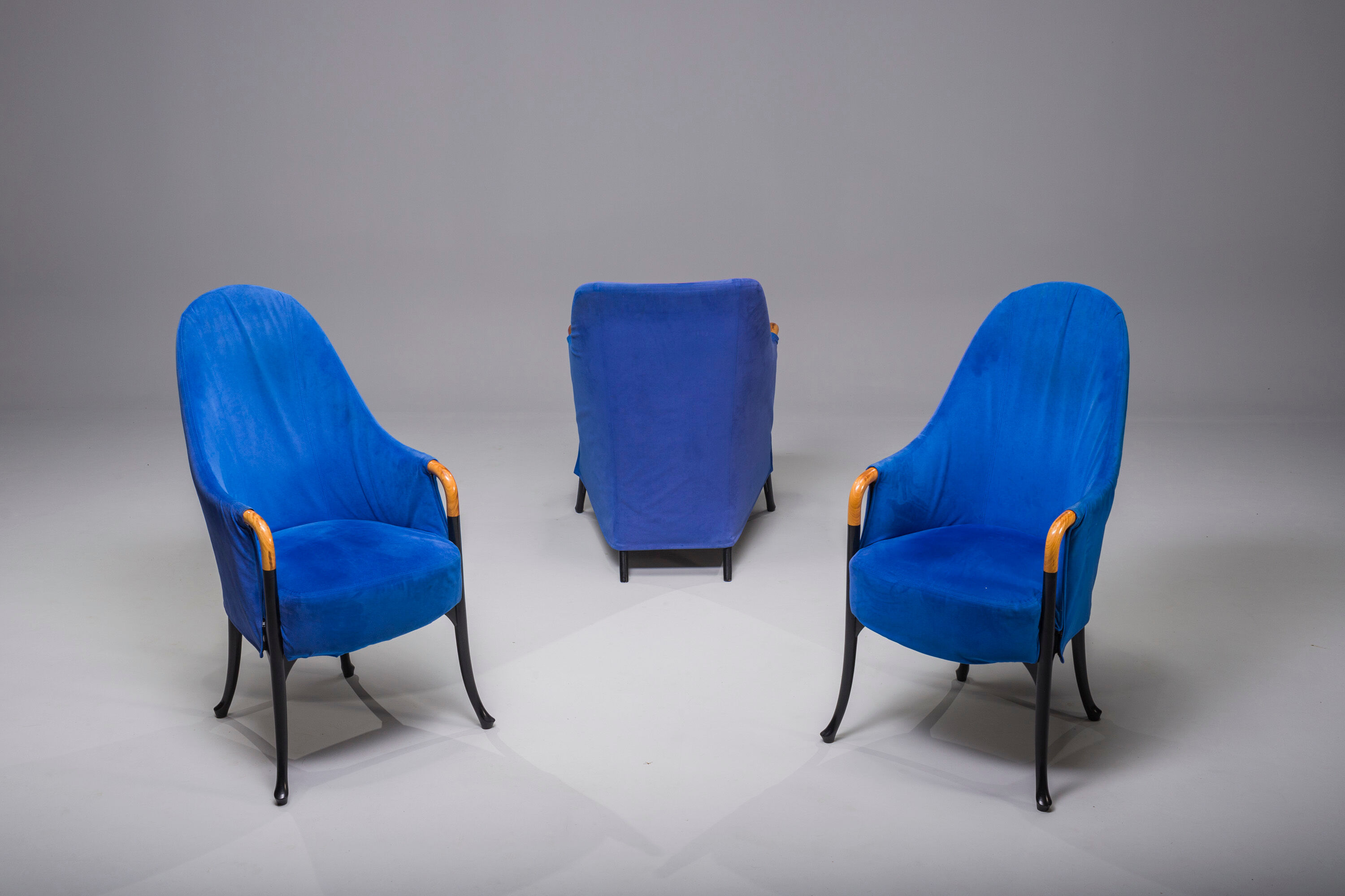 Italian alcantara project Armchairs by Umberto Asnago for Giorgetti/Progetti, 1980s