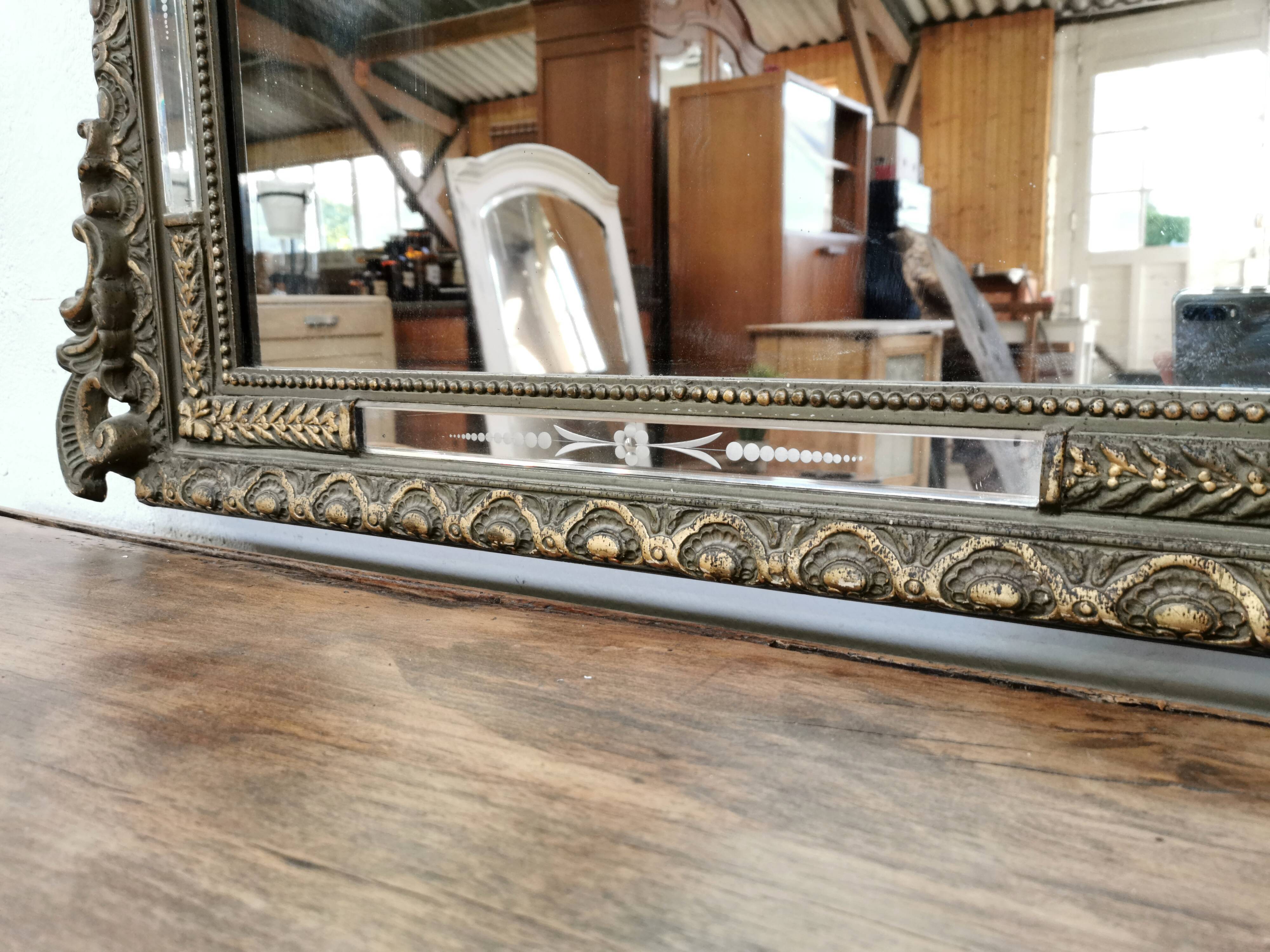 Ancient mirror 116 x 82 Napoleon III wood and gilded stucco