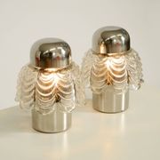 Two large, rare 1960s metal and glass table lamps by VEB Narva Leuchtenbau