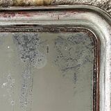 Antique Louis-Philippe Mirror, 19th Century, Shabby Silver Patina
