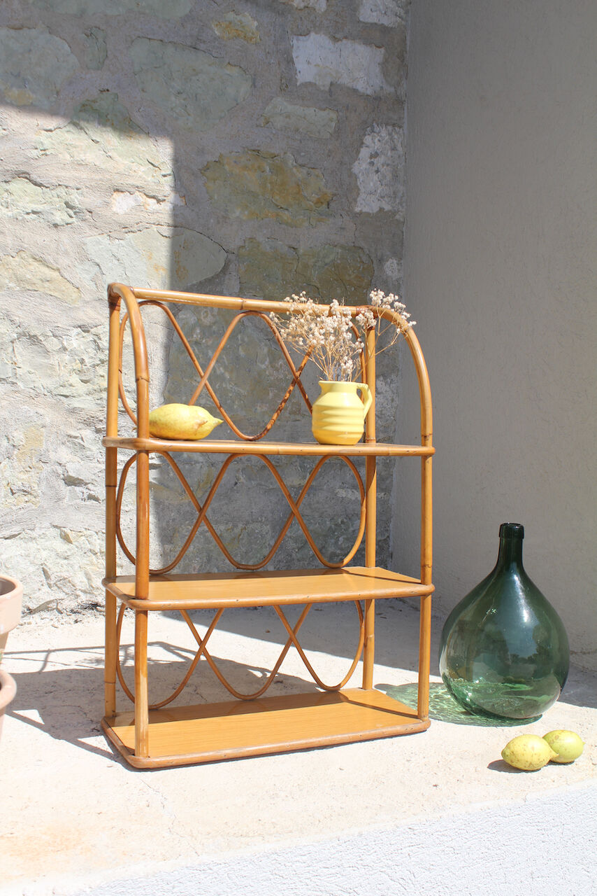 Etagère rotin vintage