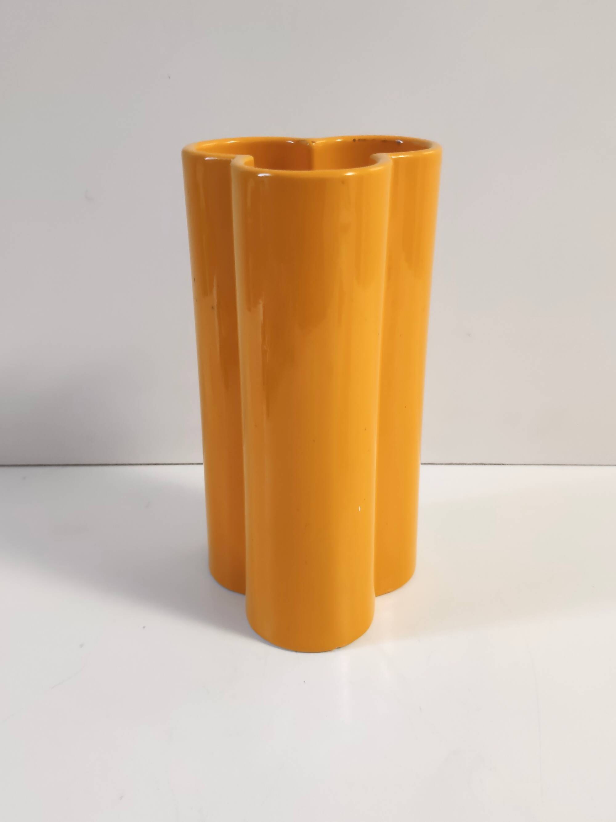 Postmodern Orange Yellow Glazed Ceramic Vase, Italy