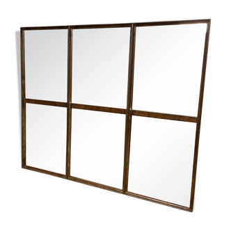 Industrial Iron Window Mirror, 1950s