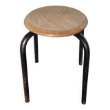 Set of 4 metal and wood school stools
