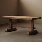 Solid pine dining table – Handcrafted, around 1970