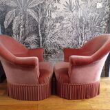 Pair of pink toad armchairs