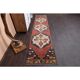 Vintage Turkish Oushak Handmade Wool Cotton Red Runner Rug 73x330