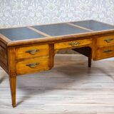 Vintage Grand Ash Prewar Desk with Brass Fillings, 1930s