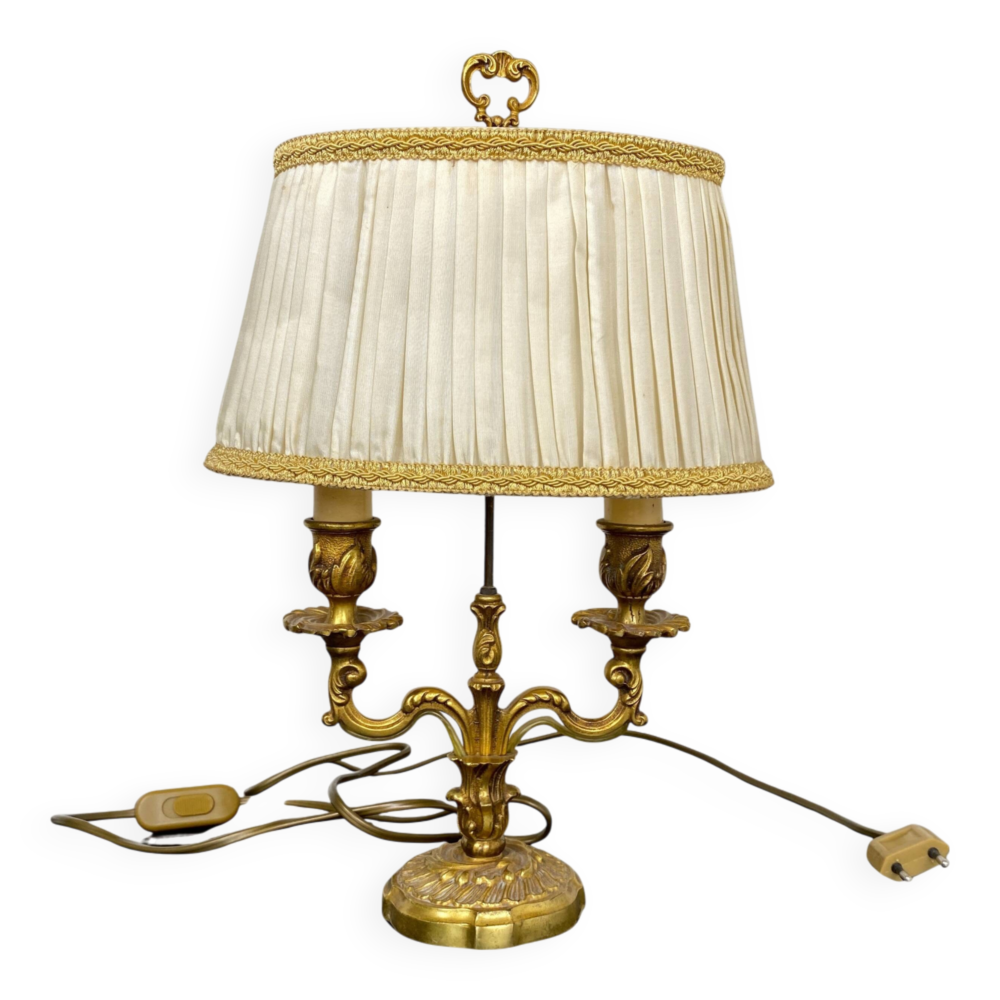 Neoclassical gilt bronze bouillote lamp, 19th century