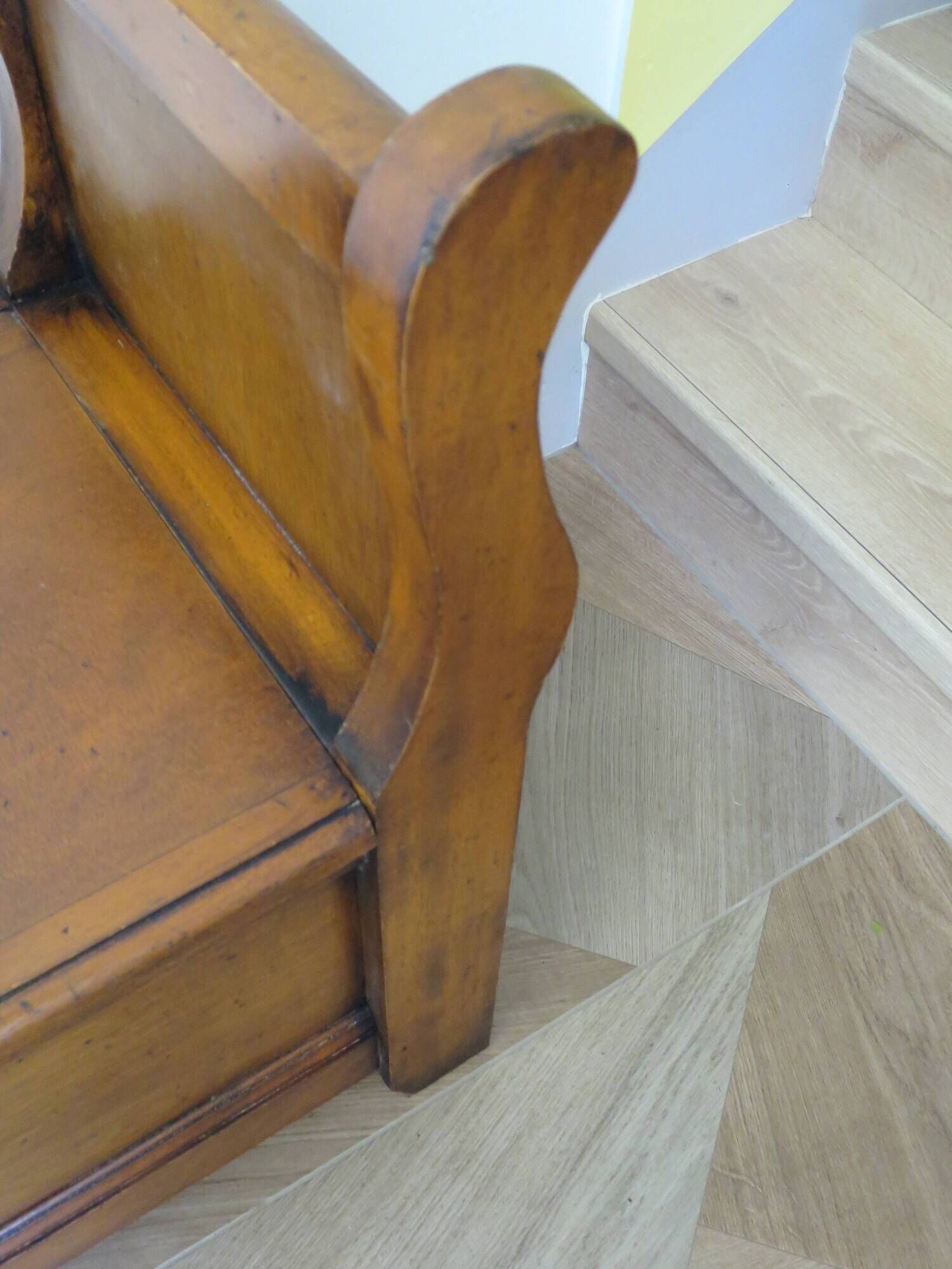Rare entrance bench - Old chest bench - toy chest - oak color