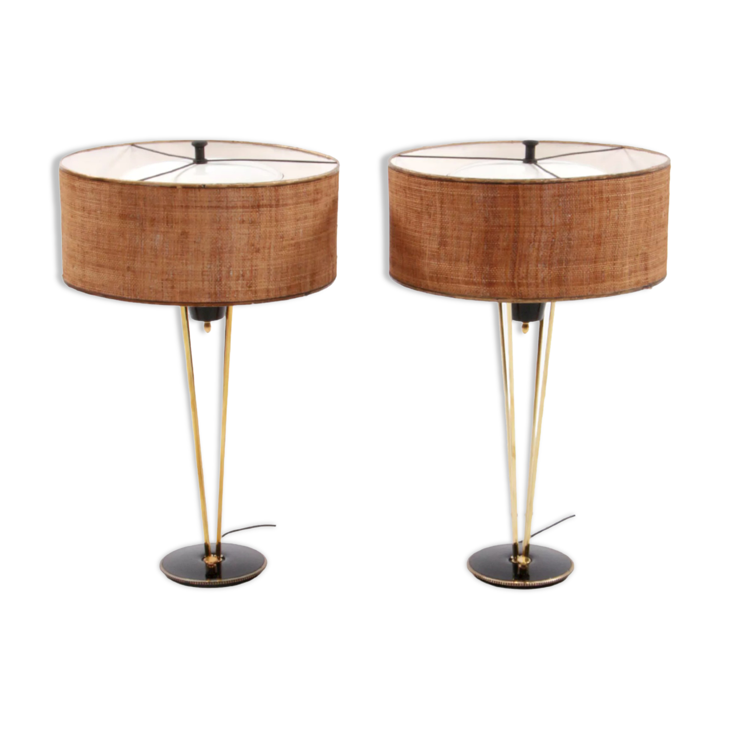 Stiffel Table lamps set Rare with original shade, 1950 USA.