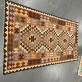 Geometric Kilim Runner Rug, Handmade Wool Contemporary Rug 185 x 103 cm