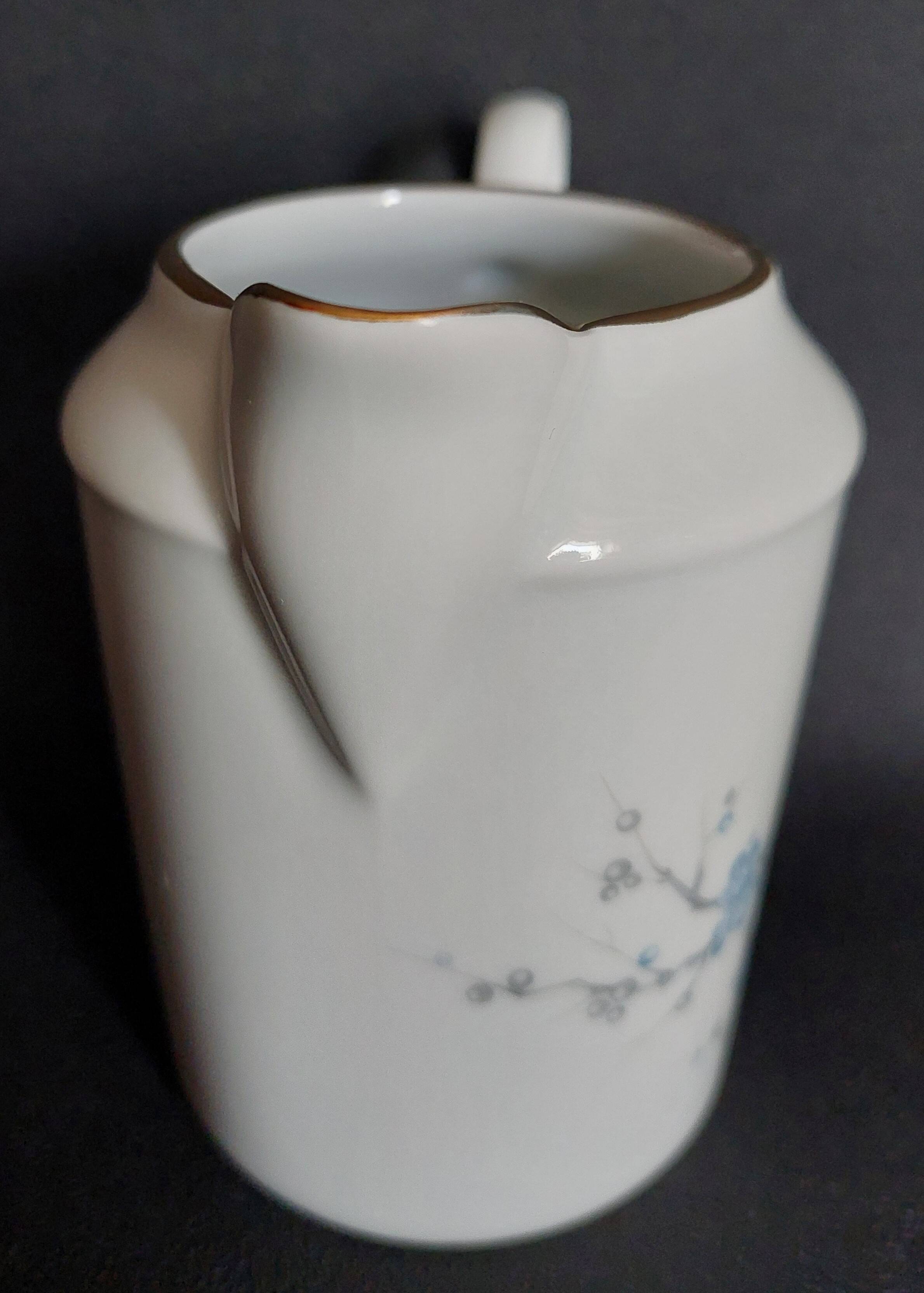 Eight-cup coffee service and creamer, Limoges porcelain, monogrammed