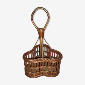 Bottles in wicker and bamboo basket