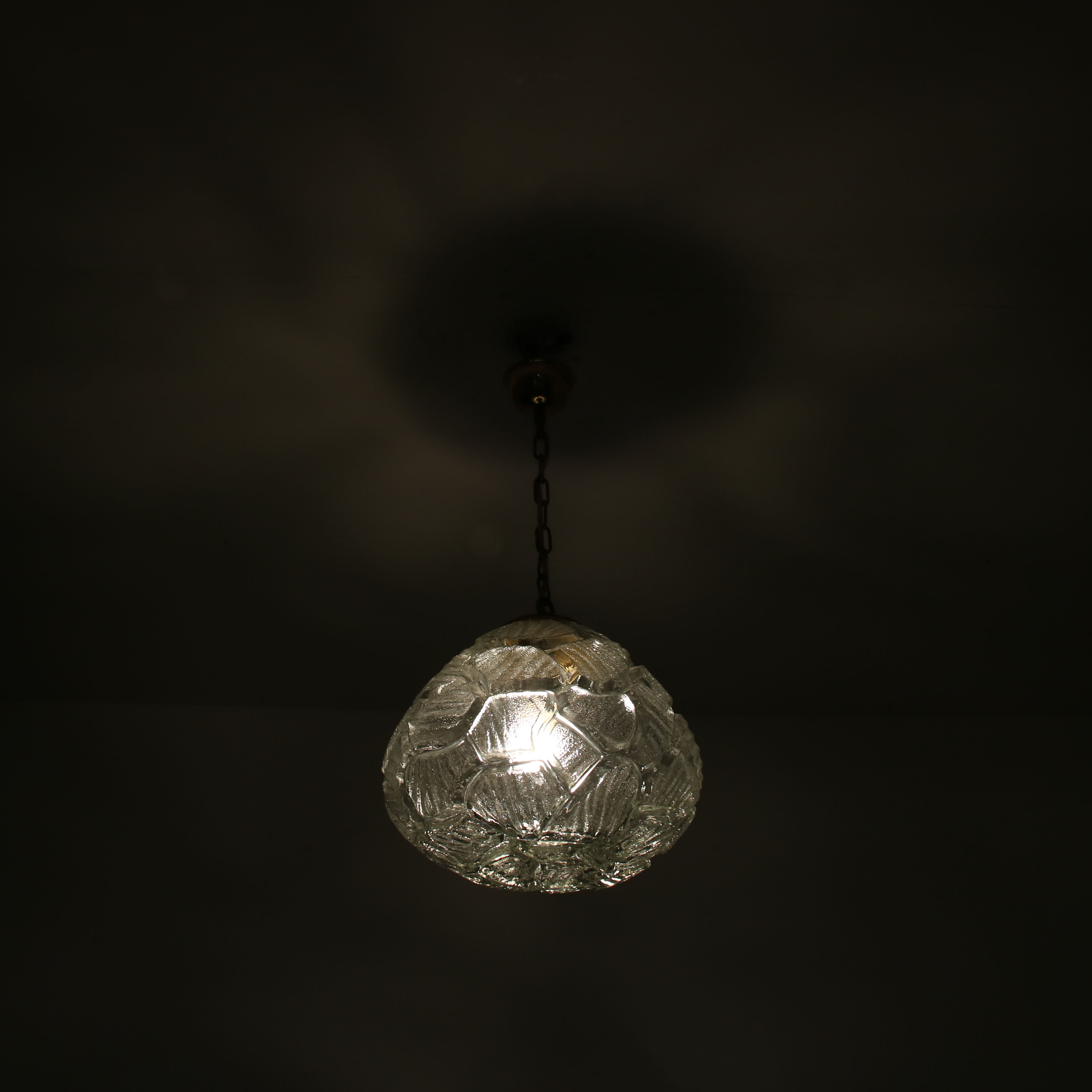 1970s pressed glass hanging lamp