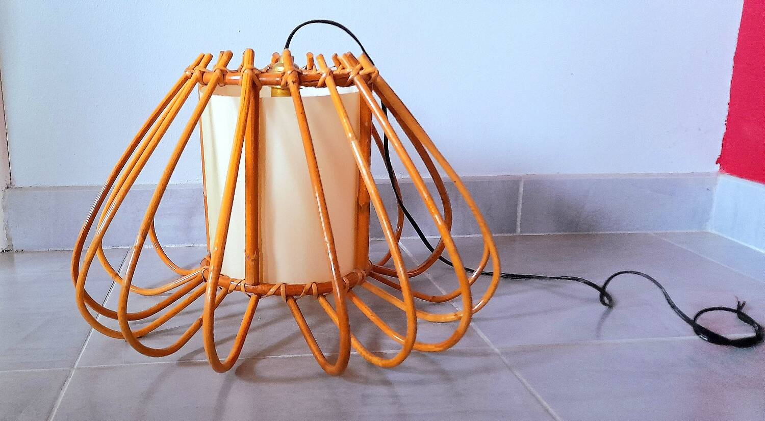 Rattan suspension, Louis Sognot 60s.