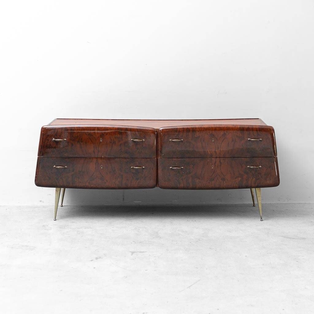 Vintage wooden sideboard with brass legs, 1960s design