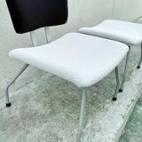 Armchair and footstool in curly wool