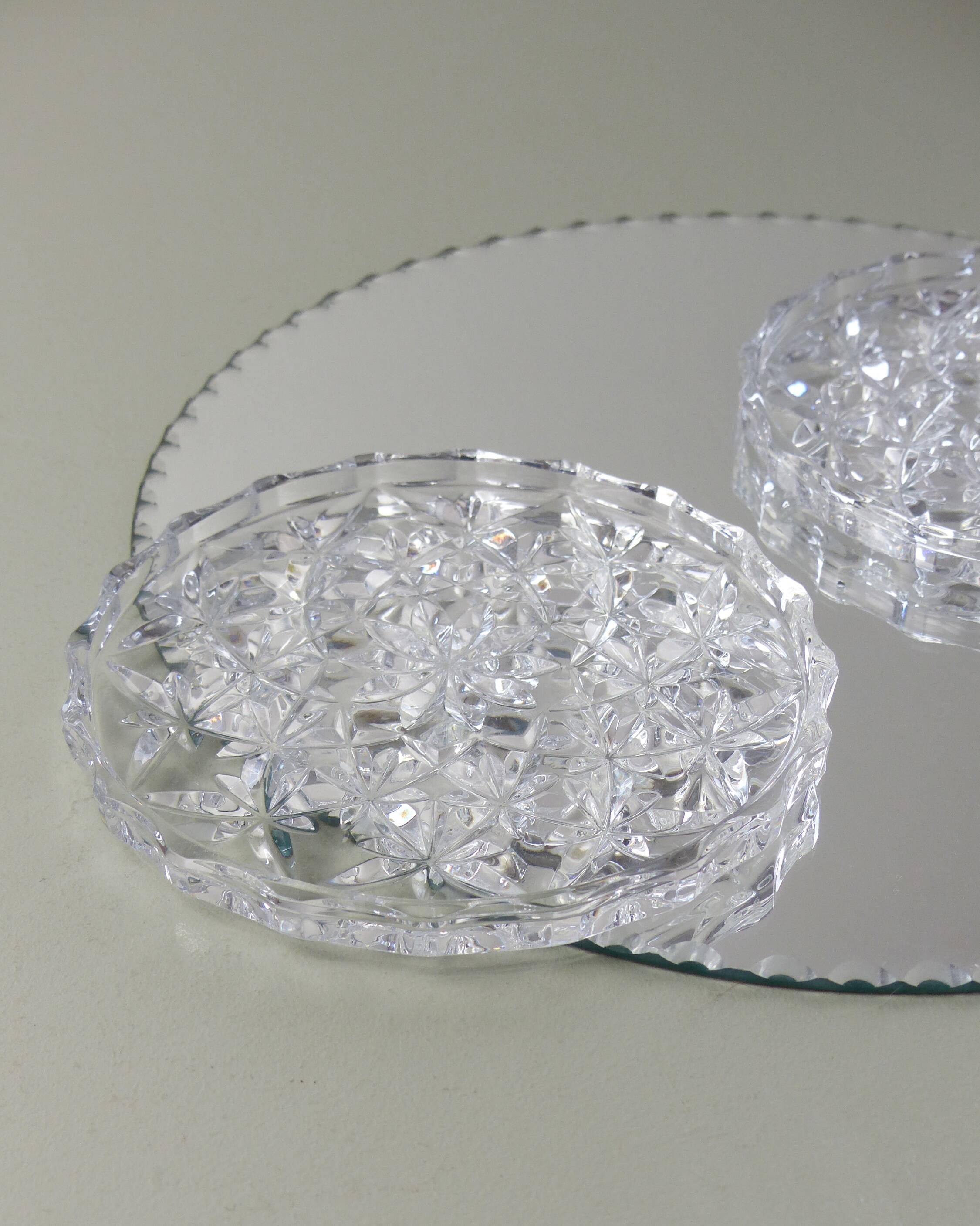 Set of 2 Arques crystal bottle coasters