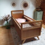 Lit enfant rotin vintage
