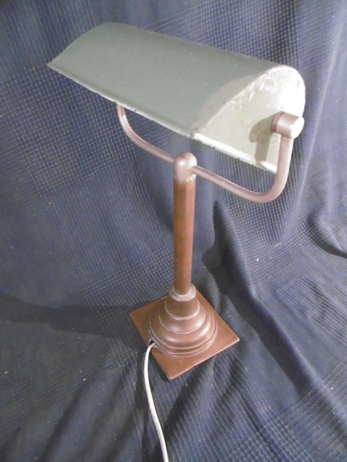 Copper desk lamp and industrial green enamel lampshade 1900