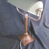 Copper desk lamp and industrial green enamel lampshade 1900