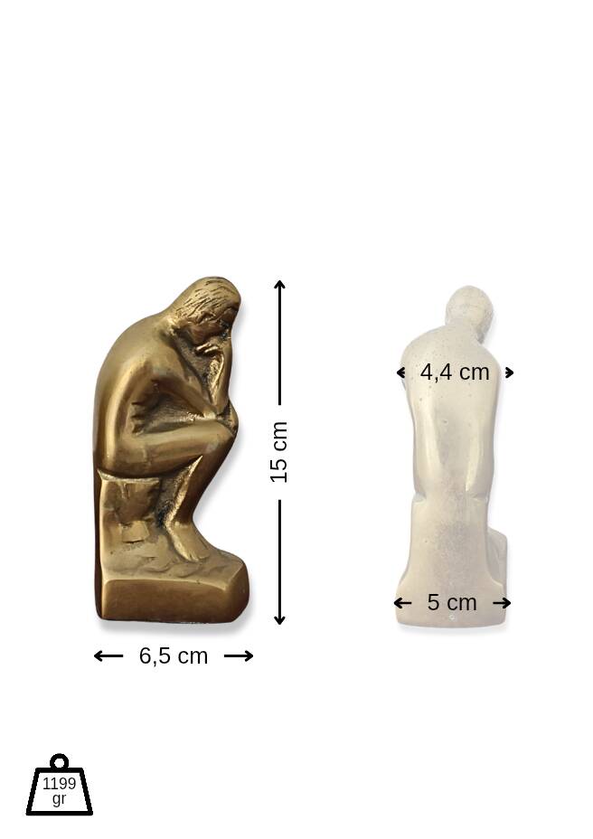 Pair of bookends The Thinker by Rodin in solid brass