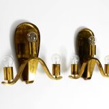Pair of large heavy Mid Century brass wall lights from a German church