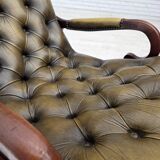 1950s, Chesterfield rocking chair, furniture leather, teak wood.