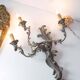 Large Italian Florentine style wall lamp in wood and metal