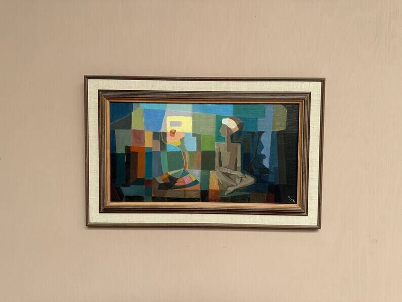 Original Oil on Swedish Panel – "The Snake Charmer" by Ragnar Ring (1908–1999) – Signed – Vintage and Framed – 38 × 60 cm (15" × 23.6")