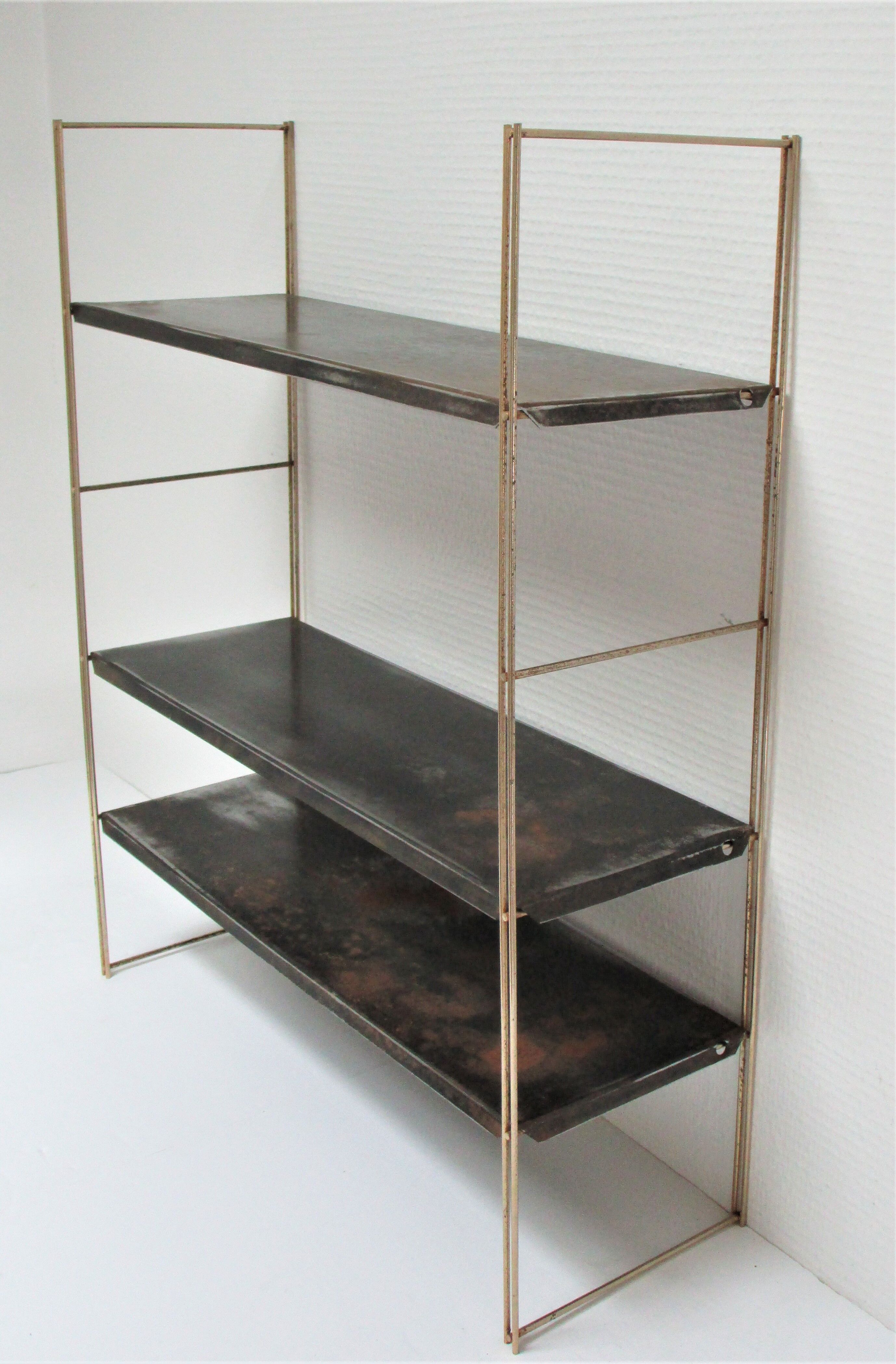 Wall shelf black metal weathered metal
