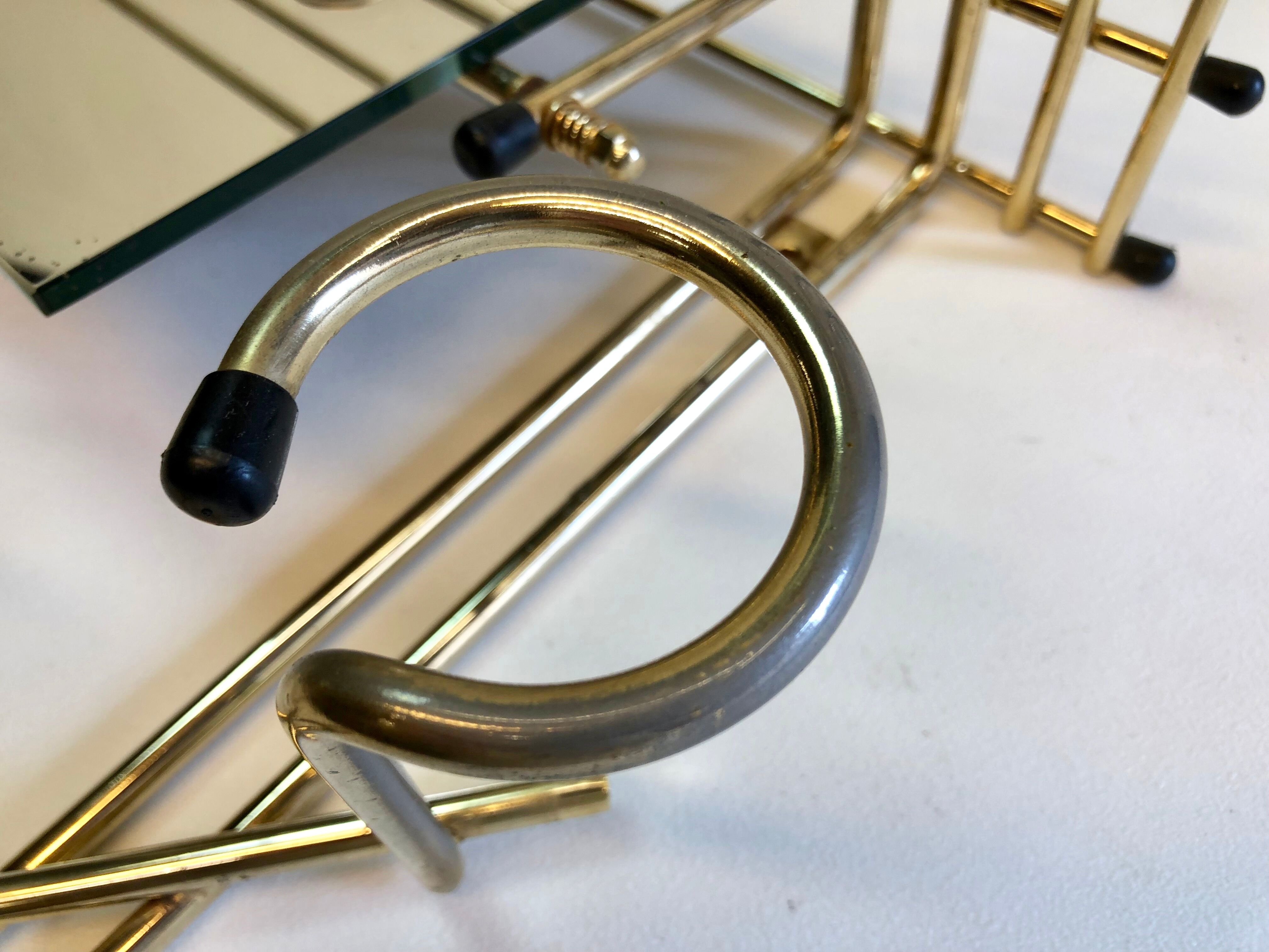 Galvano brass swivel mirror coat rack 1963