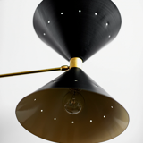 Suspension with 8 brass lights and Black lampshade