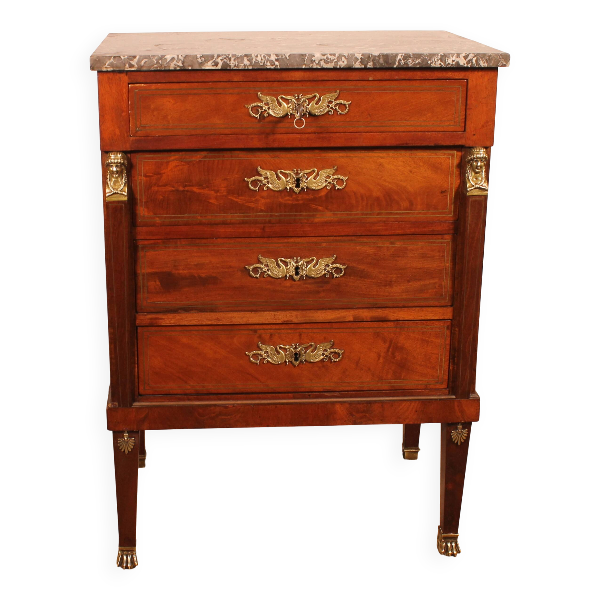 small jump commode in mahogany in Empire style