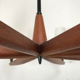 60s 70s teak chandelier Chandelier Uno & Osten Kristiansson for Luxus