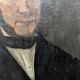 Old oil painting on octagonal canvas portrait countryside decoration