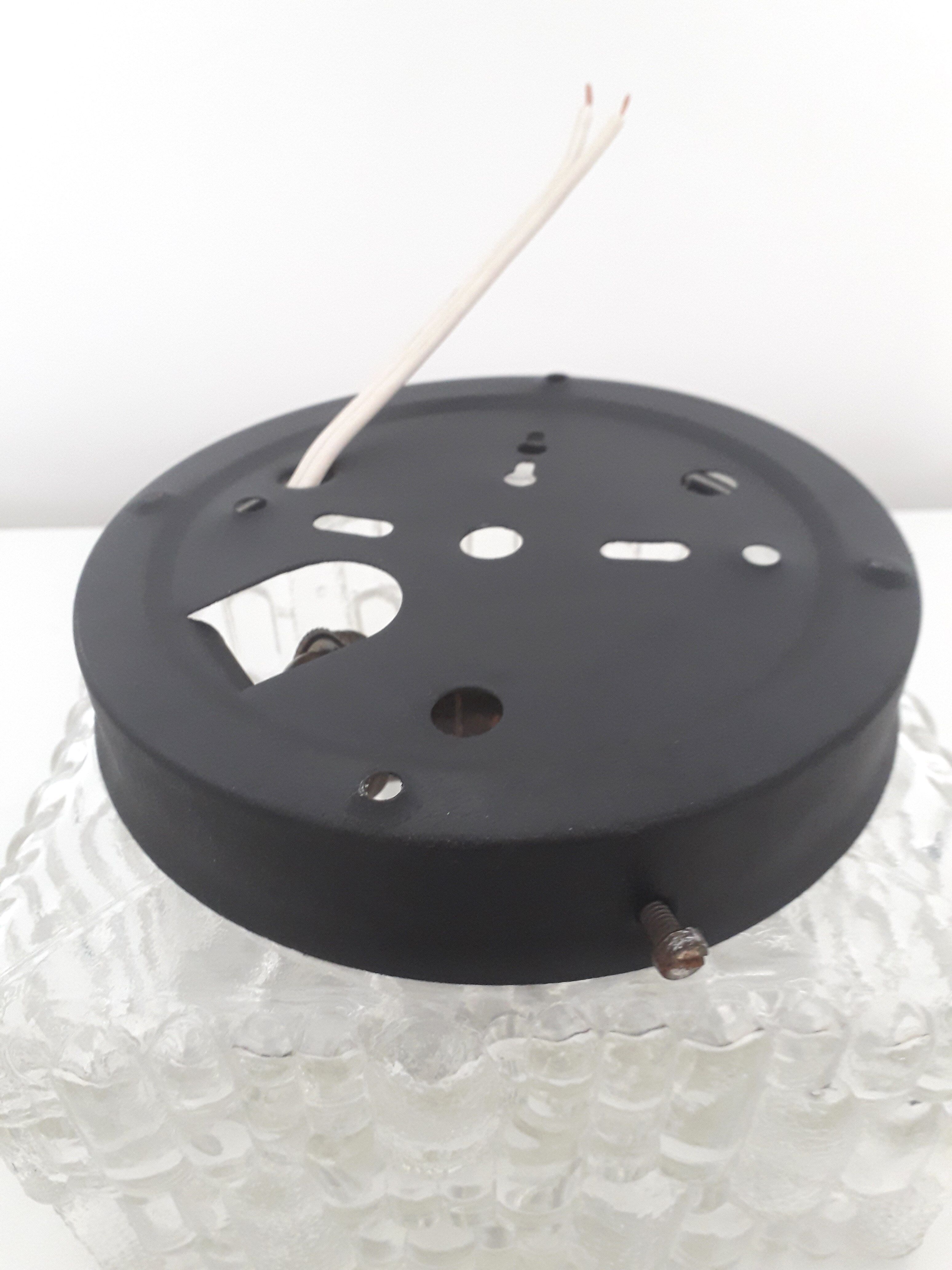 Ceiling lamp / vintage wall lamp - Molded glass - Square shape - 1970