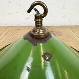 Industrial British Green Enamel Factory Pendant Lamp, 1950s
