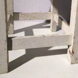 White patinated wooden workshop stool