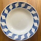 Mismatched blue soup plates