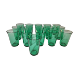 Set of 16 green glass