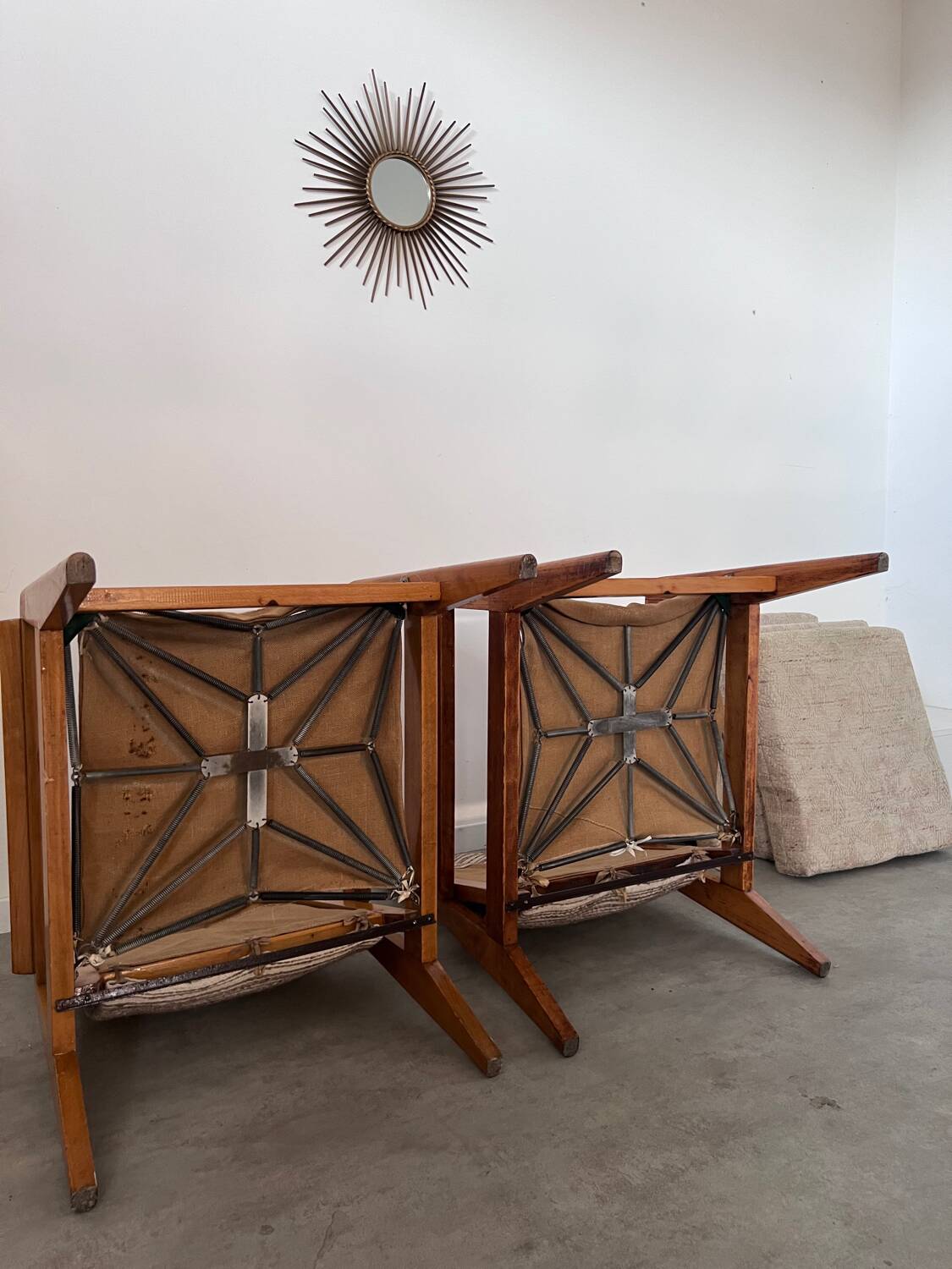 Lot 2 designer reconstruction rest armchairs from the 50s Free-Span / Guariche vintage