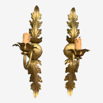 Pair of wrought iron wall sconces from italy